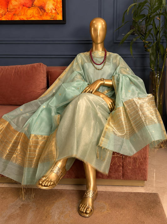 Pure Maheswari Silk Cotton Handwoven Unstitch Suit.