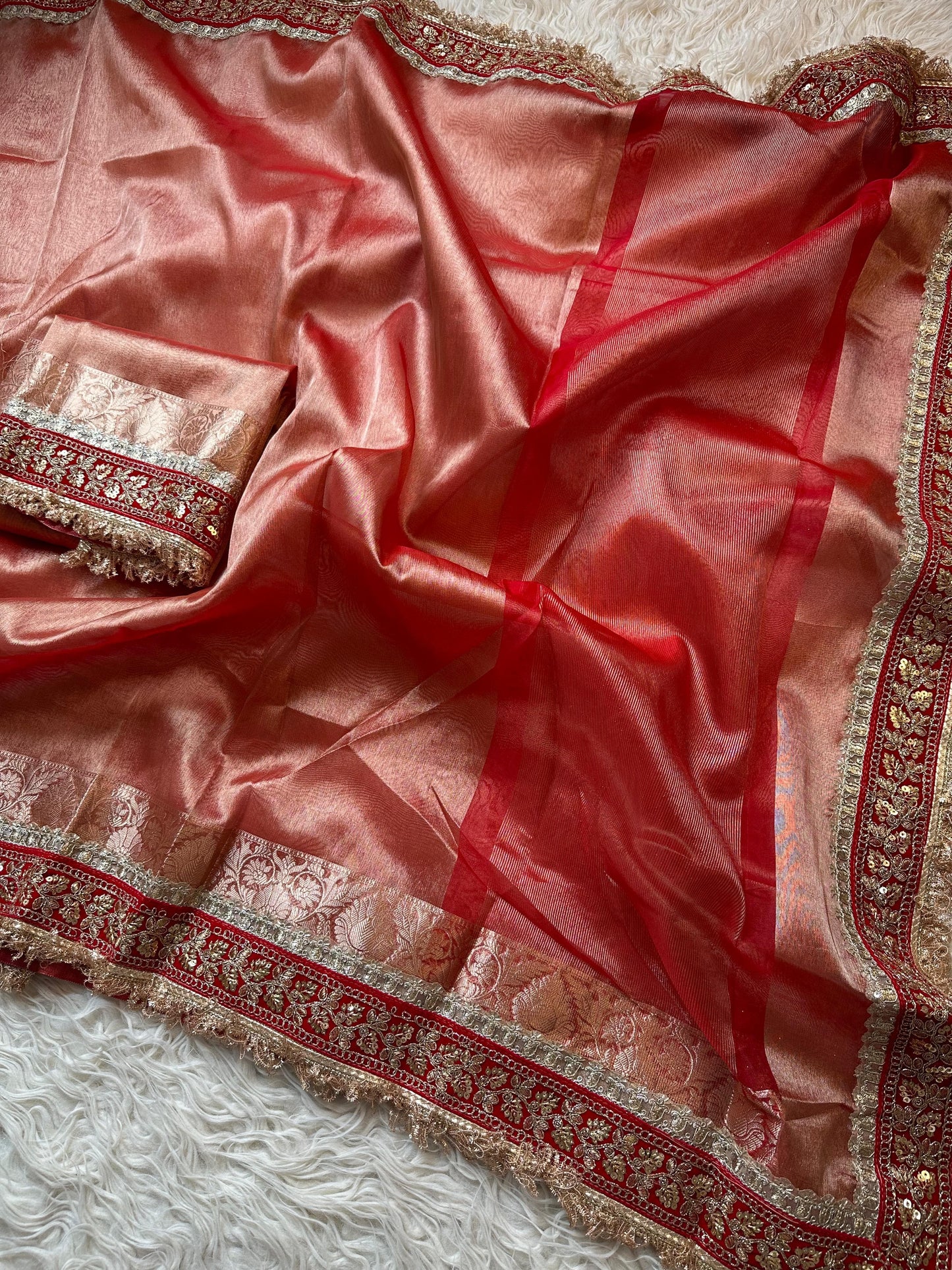 Banarasi Tissue lace Work Soft Silk Saree