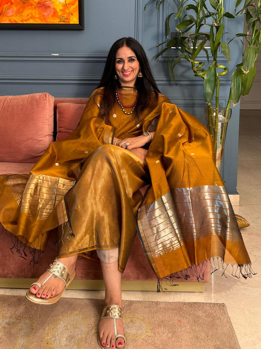 Pure Maheswari Silk Cotton Handwoven Unstitch Suit.