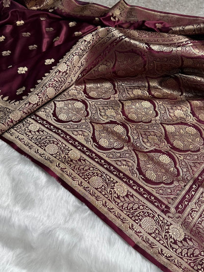 Banarasi Mashru Katan Silk Resham zari Work Saree.