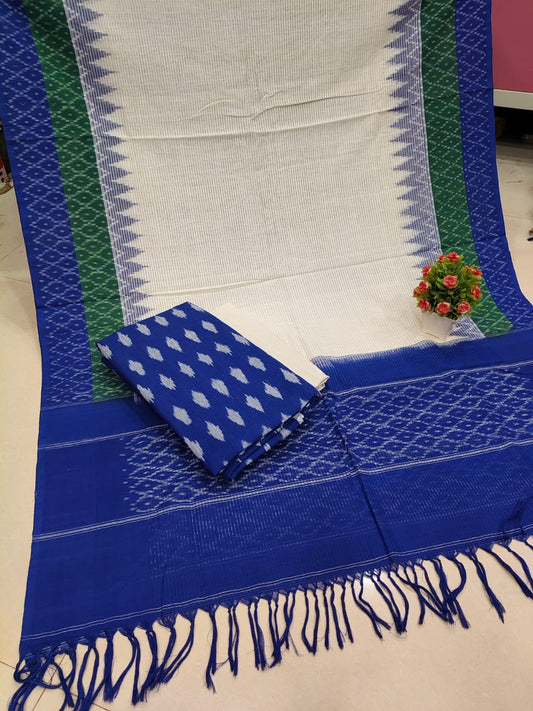 Pure Double Ikkat Cotton Unstitched Suit.