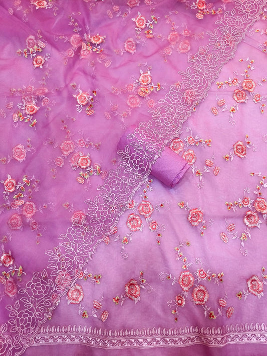 Exclusive Banarasi Organza Silk Embroidery Work Unstitched Suit
