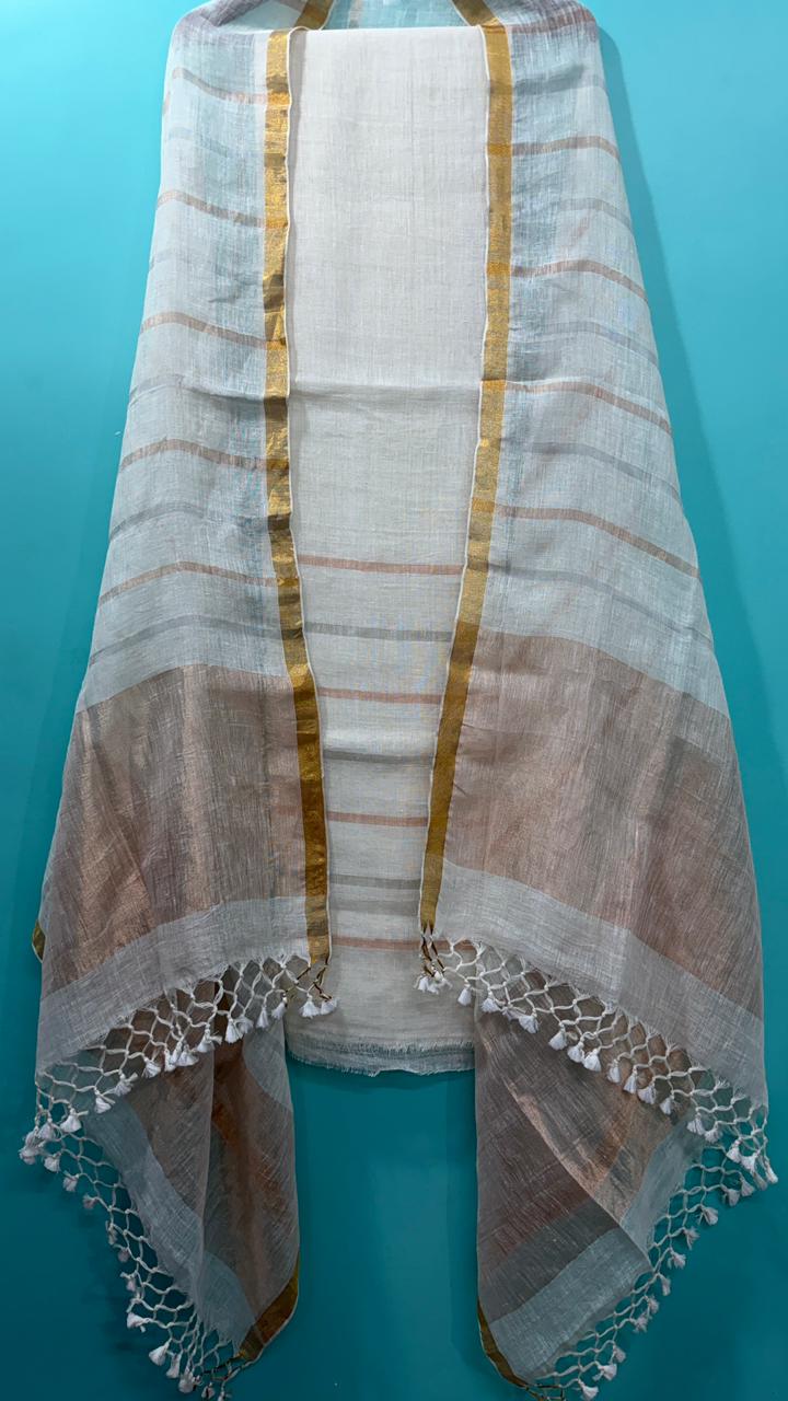 Pure Linen Jamdani Unstitch Suit.