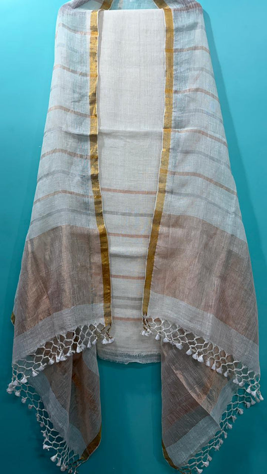 Pure Linen Jamdani Unstitch Suit.