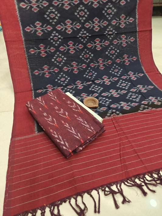 Pure Cotton Double Ikkat Unstitched Suit.
