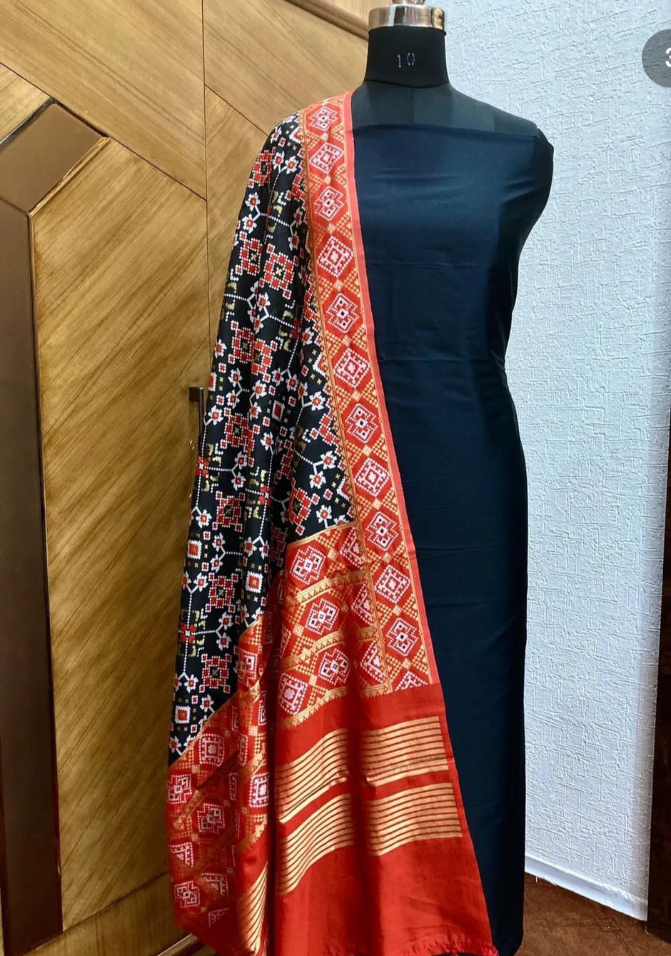 Banarasi Plain Silk Unstitched Suit with Patola Silk Dupatta