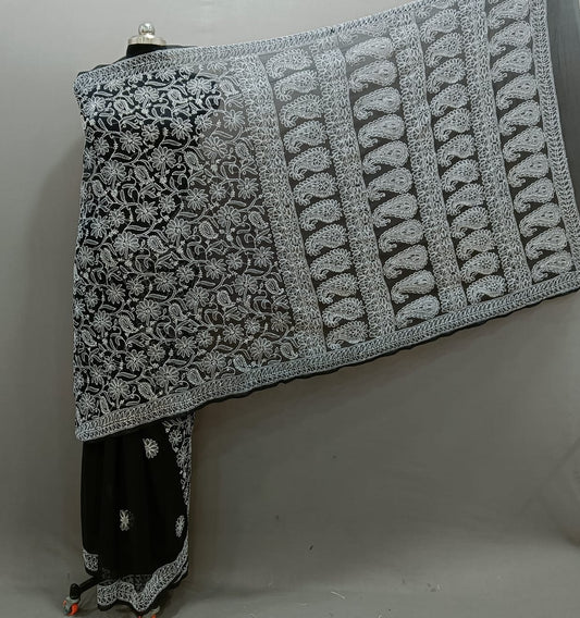 Pure Georgette Chikankari Work Saree.