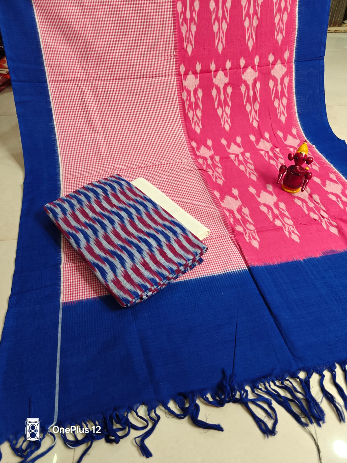Pure Cotton Double Ikkat Unstitched Suit.