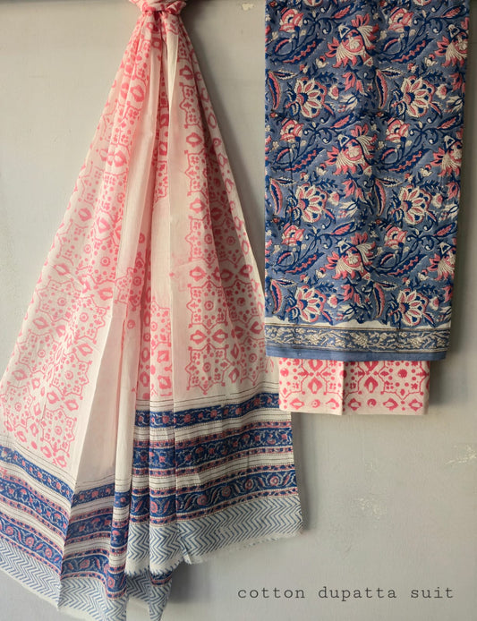 Pure Cotton Hand Block Printed Unstitched Suits.