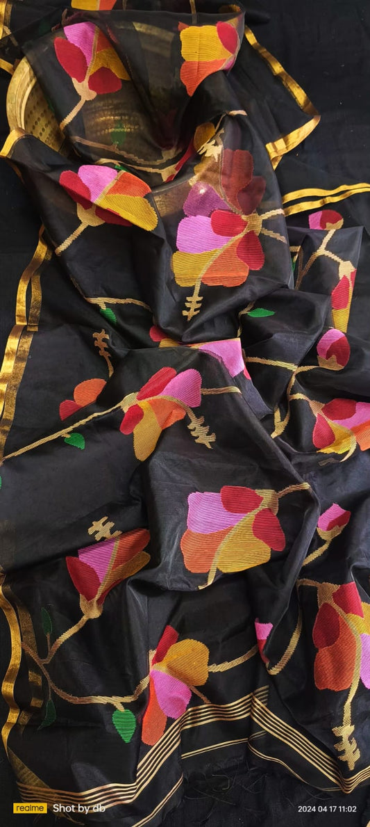 Pure Maslin Jamdani Saree with Blouse.