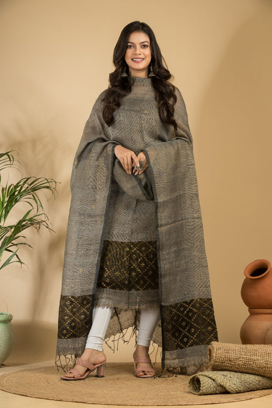 Pure Linen Jamdani Unstitch Suit.