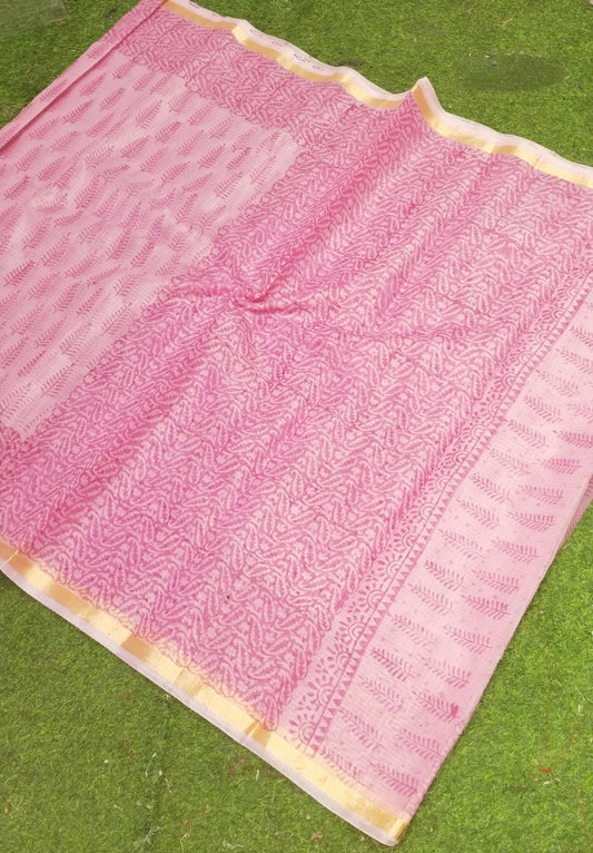 Kota Doria Hand Block Print Sarees