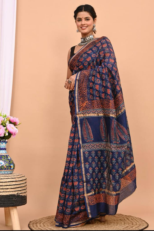 Beautiful Pure Chanderi Printed Silk Saree