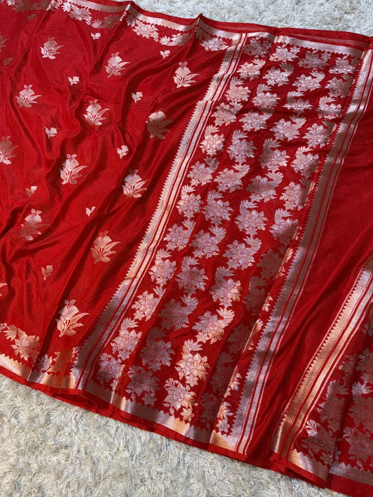 Banarasi Georgette Silk Sona rupa weaving border Saree.