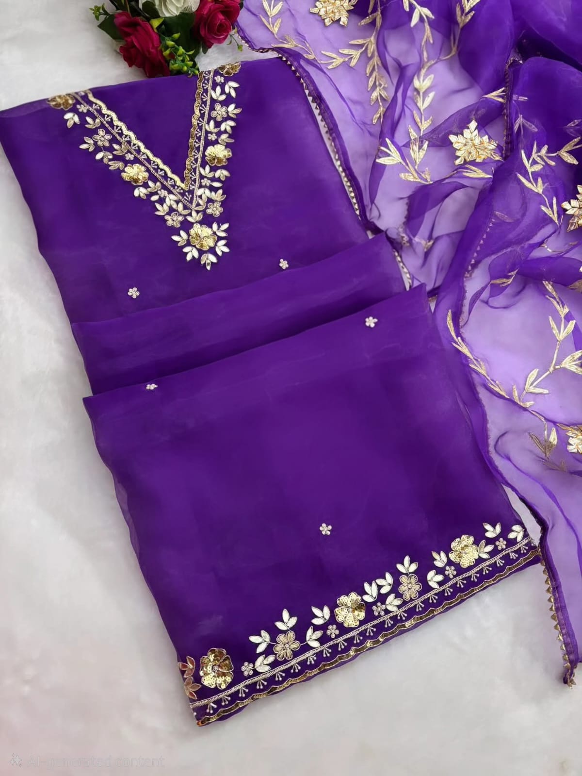 Pure Organza Hand Work Unstitched Suit.