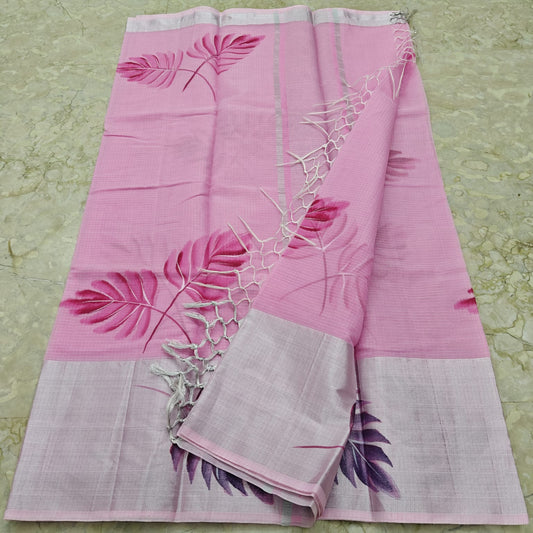 Pure Kota Doriya Hand Brush Painted Saree.