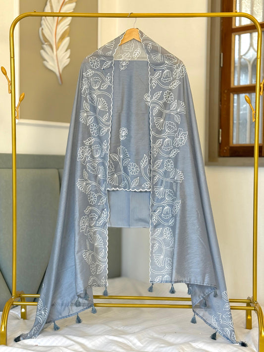 Banarasi Chanderi Silk Embroidery Work Unstitched Suit