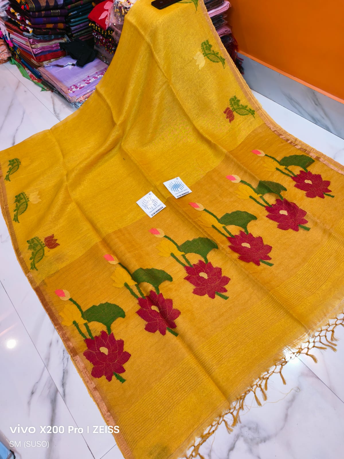 Pure Linen Tissue Saree with Blouse.