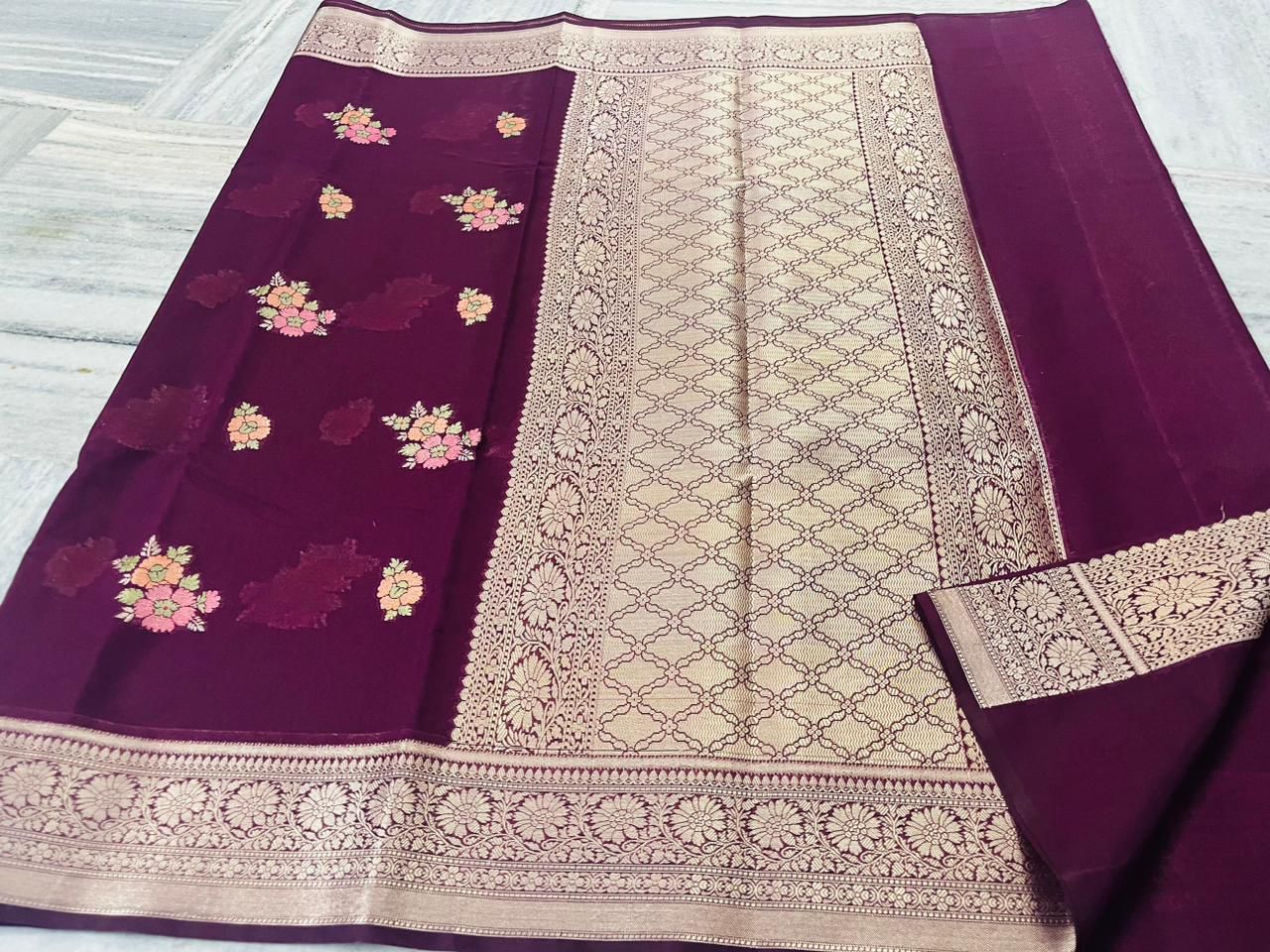 Banarasi Georgette Very Soft Silk Saree With Blouse.