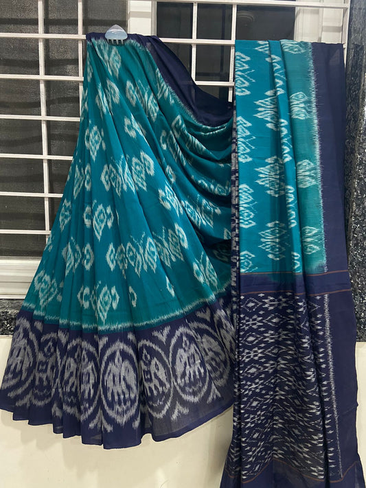 Beautiful Ikkat Cotton Saree With Blouse