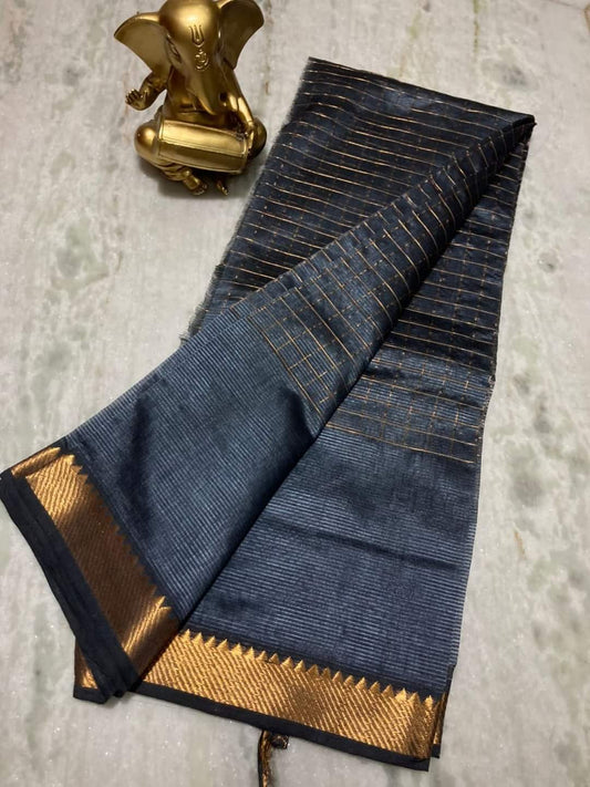 Pure Cotton Silk Mangalagiri Saree With Running Blouse .