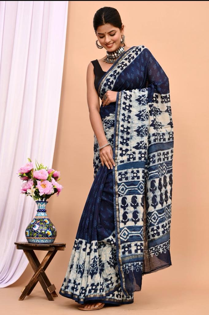 Beautiful Pure Chanderi Printed Silk Saree