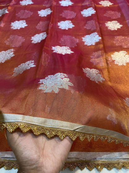 Banarasi Tissue Silk Saree With Heavy Lace Work