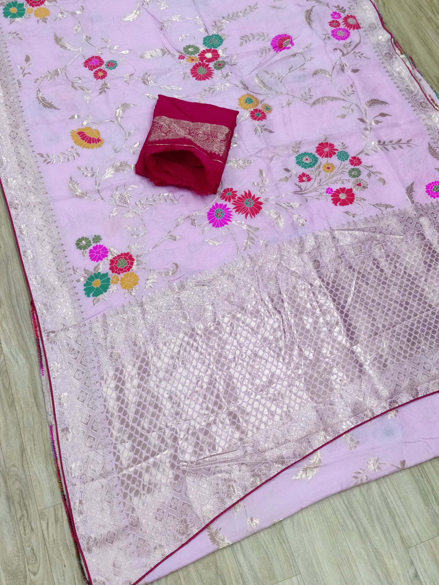 Pure Munga Silk Beautiful Zari Mina Pattern Work Saree