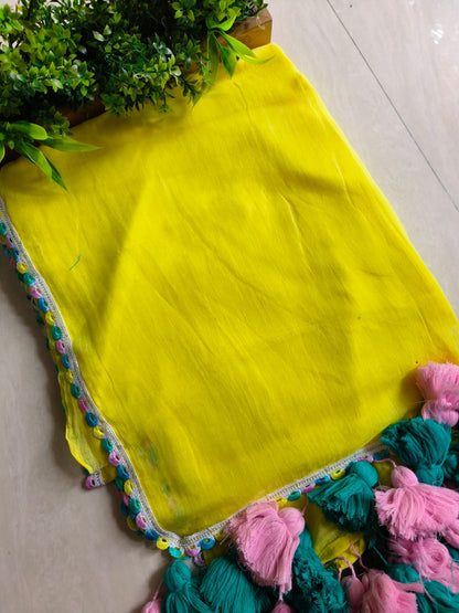 Beautiful Cotton Mulmul Saree With Multicolor Border