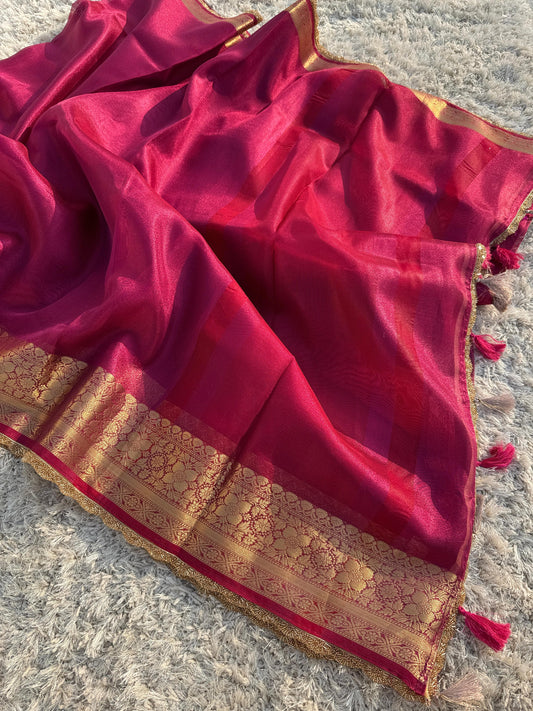 Banarasi Tissue Silk Saree with Heavy Lace Work