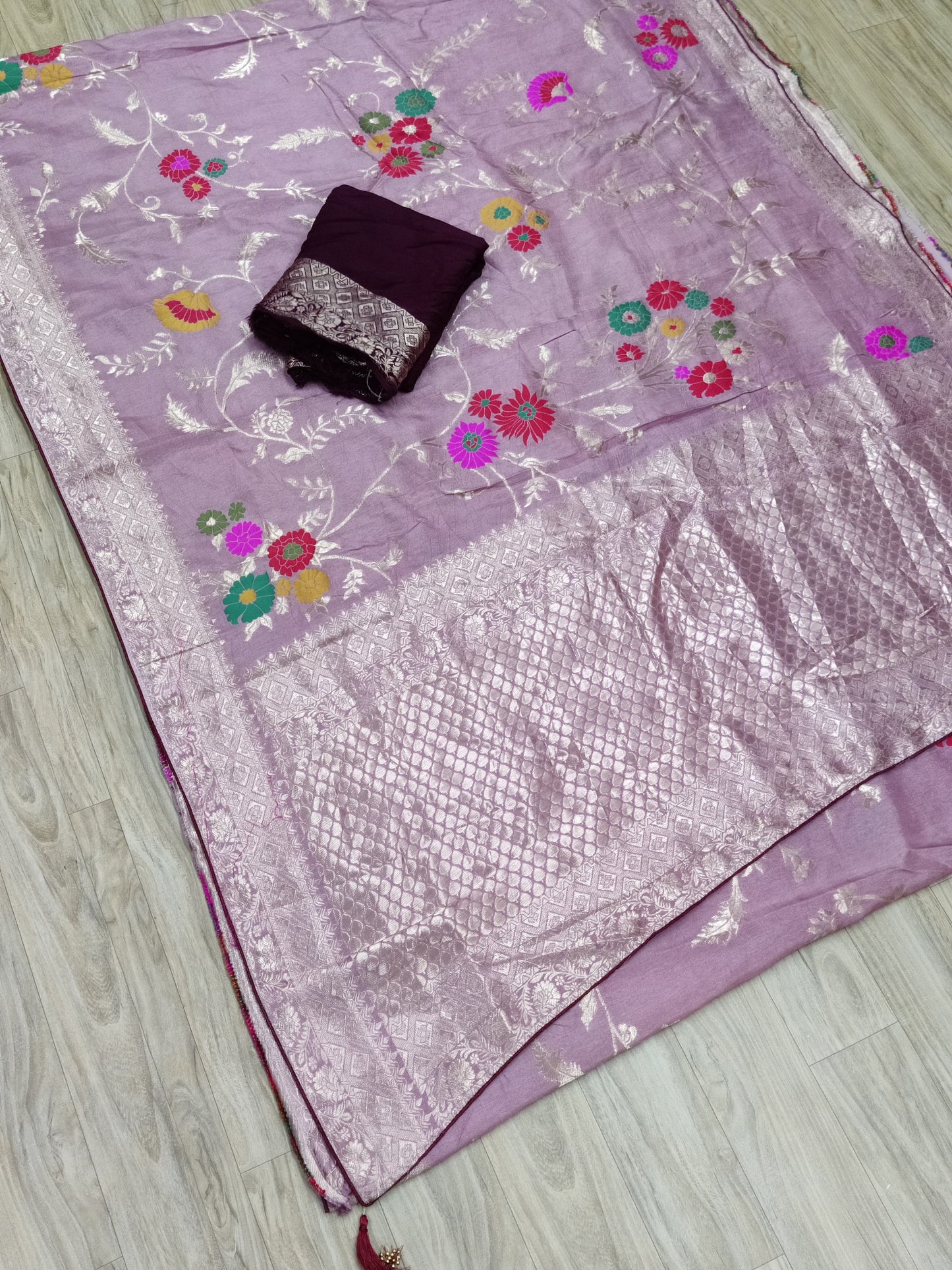 Pure Munga Silk Beautiful Zari Mina Pattern Work Saree