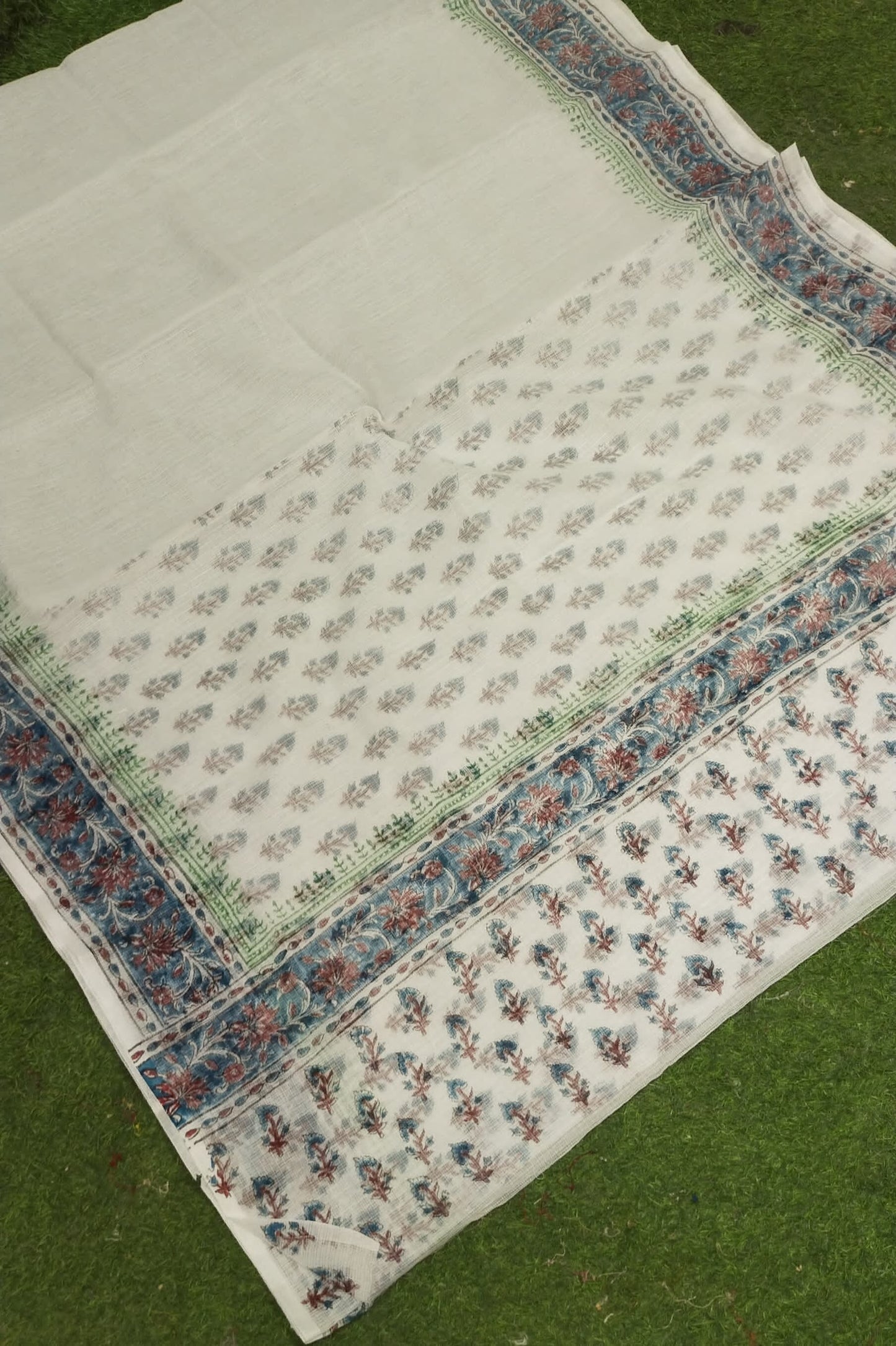 Kota Doria Hand Block Printed Sarees