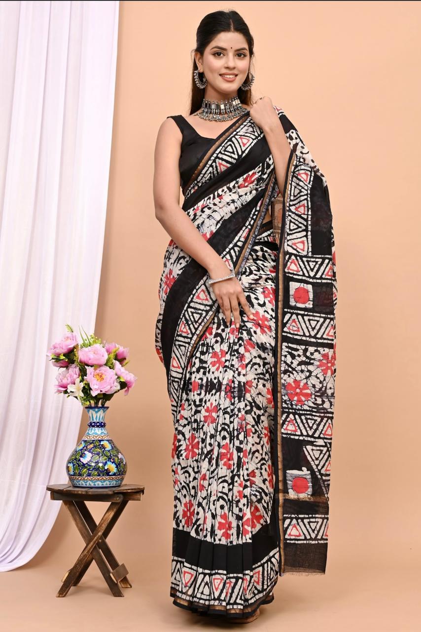 Beautiful Pure Chanderi Printed Silk Saree