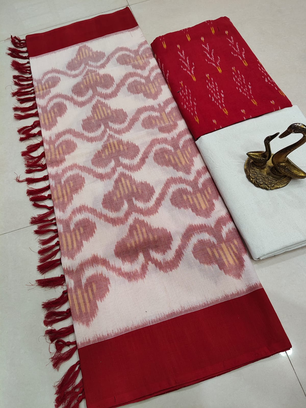 Beautiful Pure Cotton Double Ikkat Unstitched Suit.