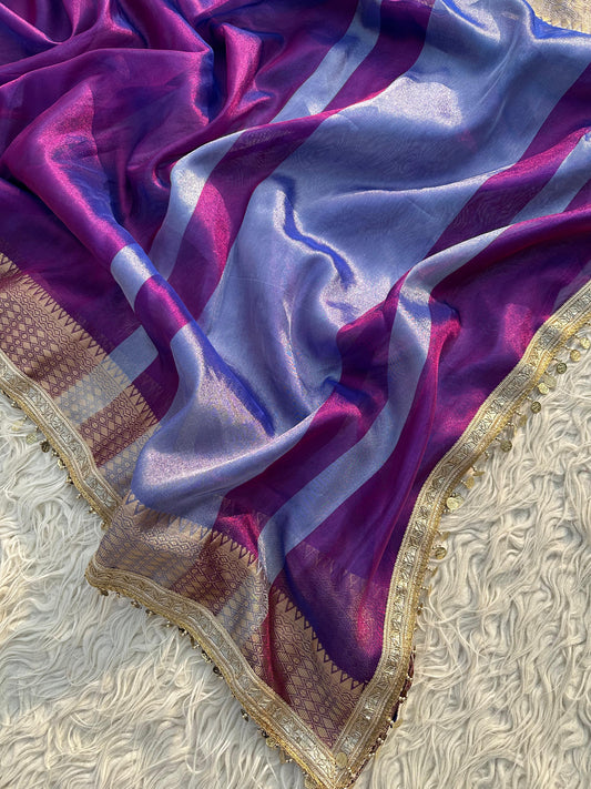 Banarasi most trending tissue Saree With beautiful coins lace