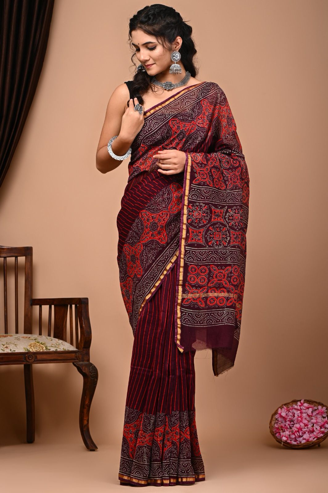 Beautiful Pure Chanderi Printed Silk Saree