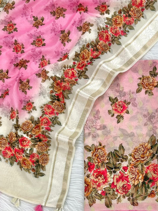 Banarasi Digital Printed Unstitched  Suit with Dupatta