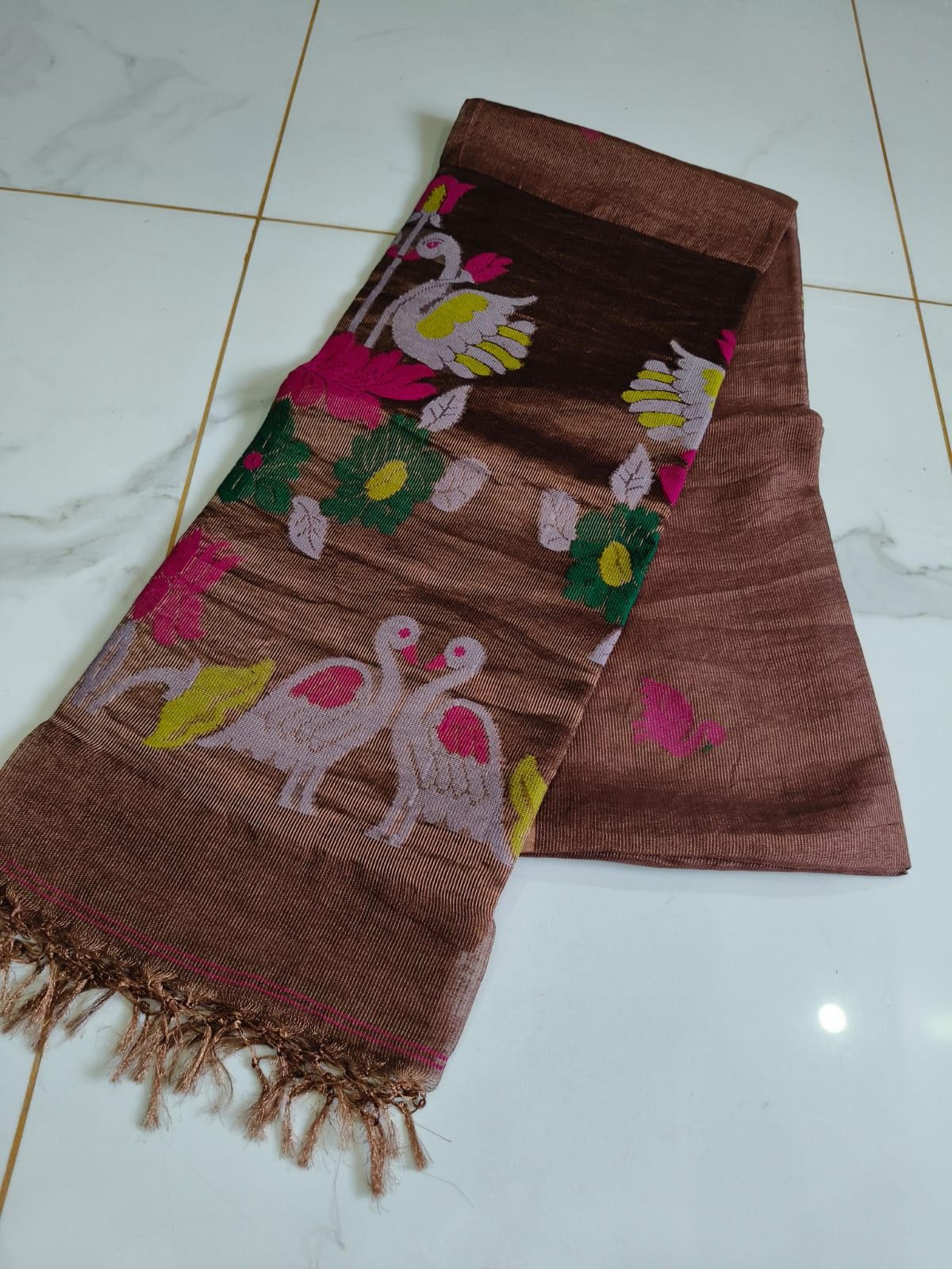 Pure Linen Tissue Saree with Blouse.