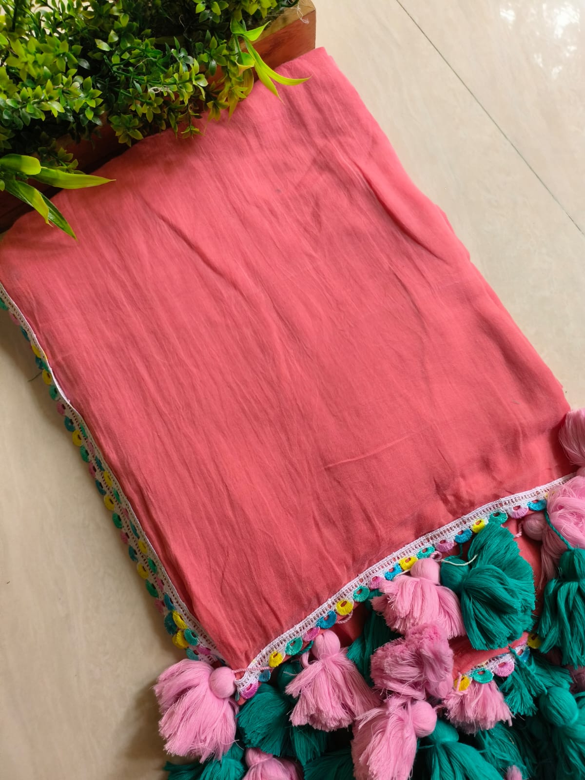 Beautiful Cotton Mulmul Saree With Multicolor Border