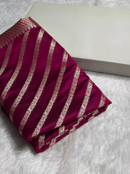 Banarasi Handloom Katan Mashru Silk Saree.