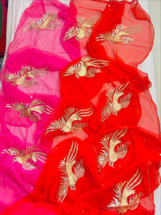 PURE CHIFFON SAREE EMBELLISHED WITH ZARDOZI WORK