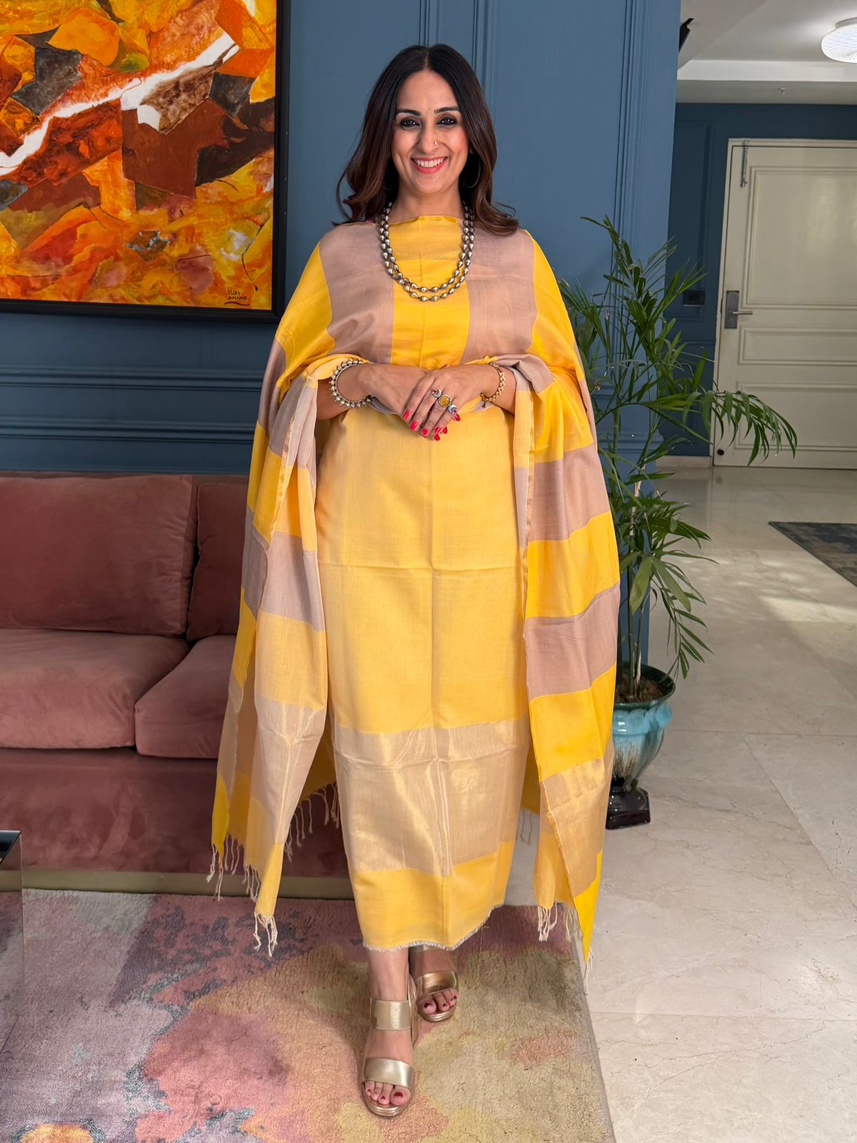 Pure Maheswari Silk Cotton Handwoven Unstitch Suit.