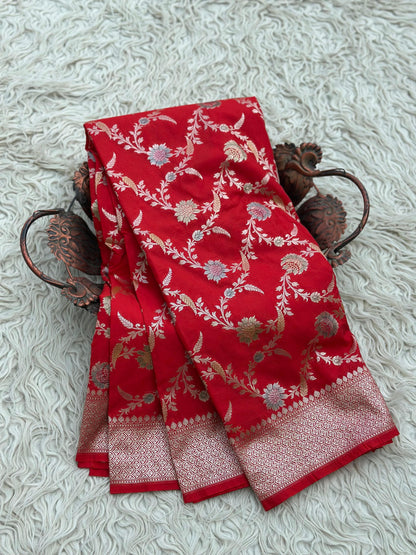 Banarasi Mashru Silk Allover Hand Brush dye Saree With Zari work