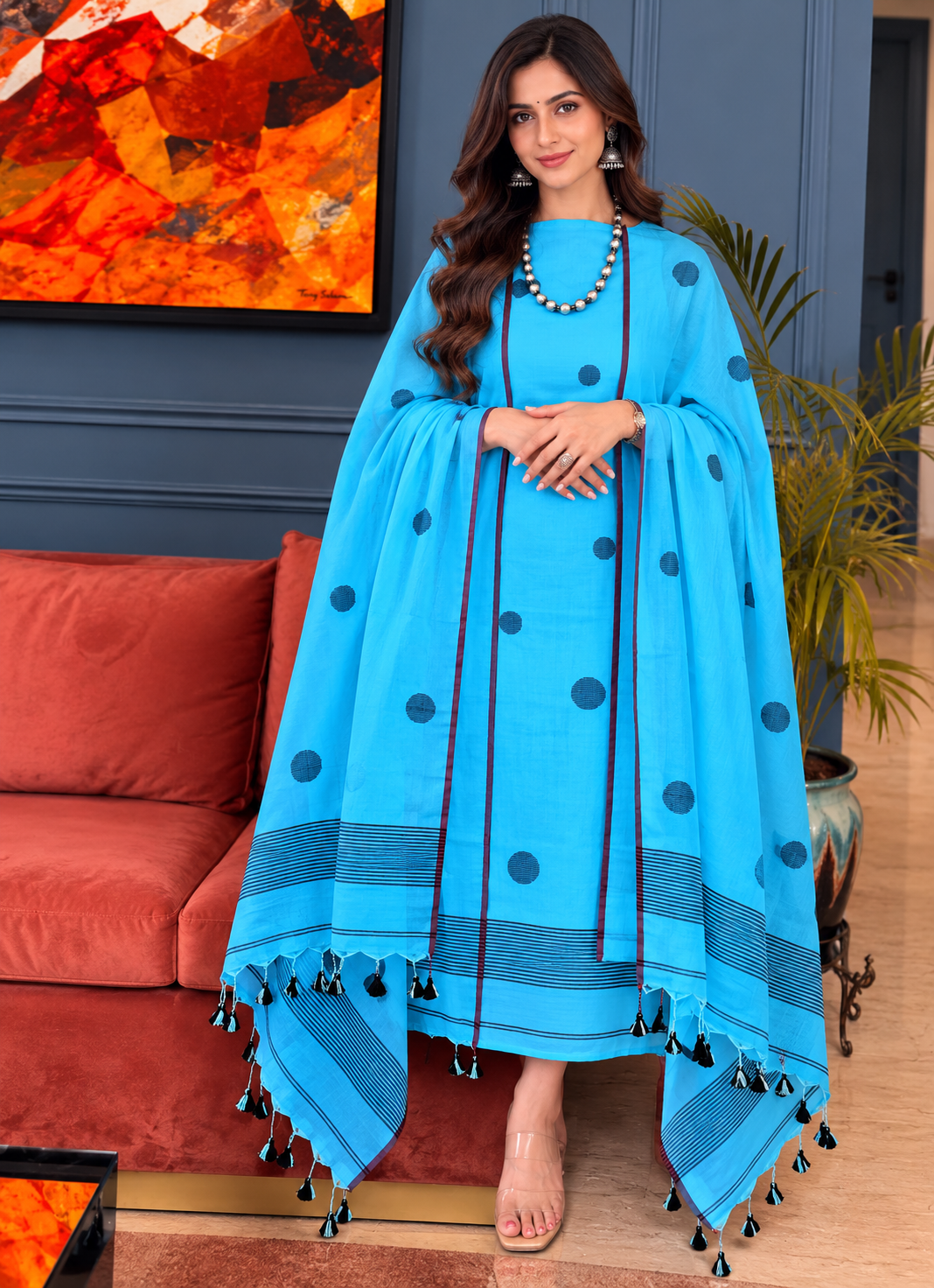 Pure Maheswari Silk Cotton Handwoven Unstitch Suit.