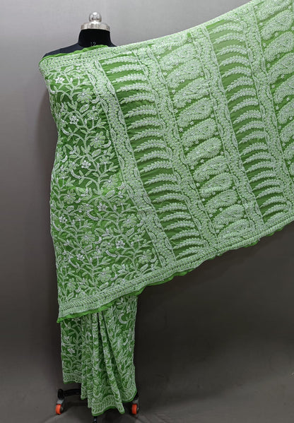 Pure Georgette Chikankari Work Saree.