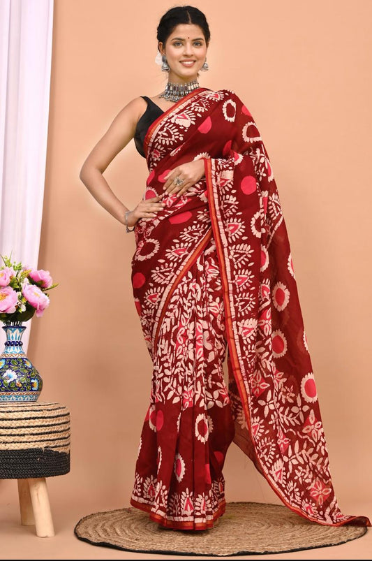 Beautiful Pure Chanderi Printed Silk Saree