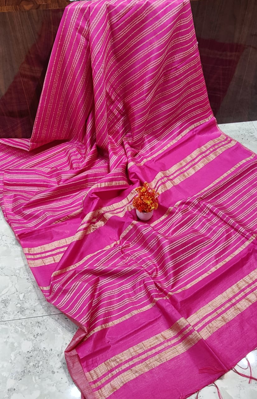 Bhagalpuri Cotton Stripe weaving Saree