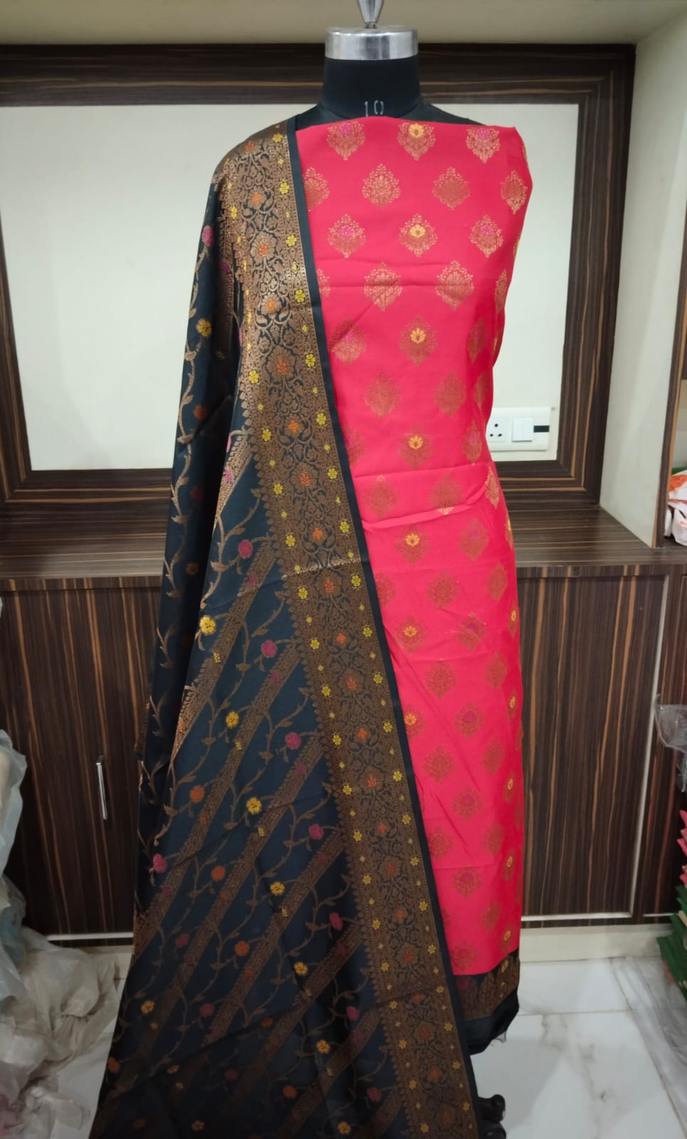 Banarasi Zari Work Unstitched Suit with Dupatta