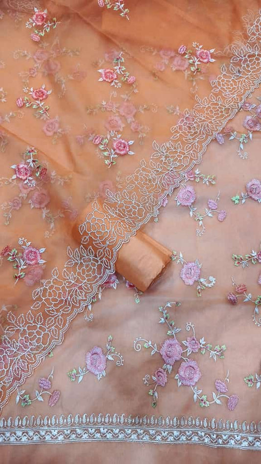 Exclusive Banarasi Organza Silk Embroidery Work Unstitched Suit