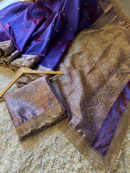 Banarasi Tissue lace Work Soft Silk Saree.